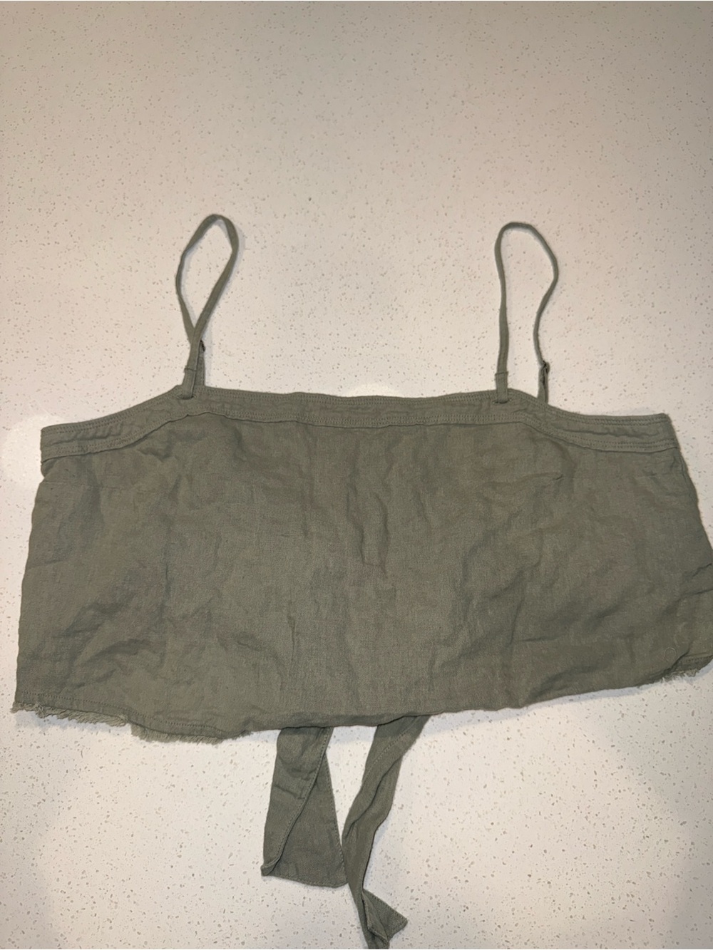 Abercrombie & Fitch Olive Tie-Front Crop Tank